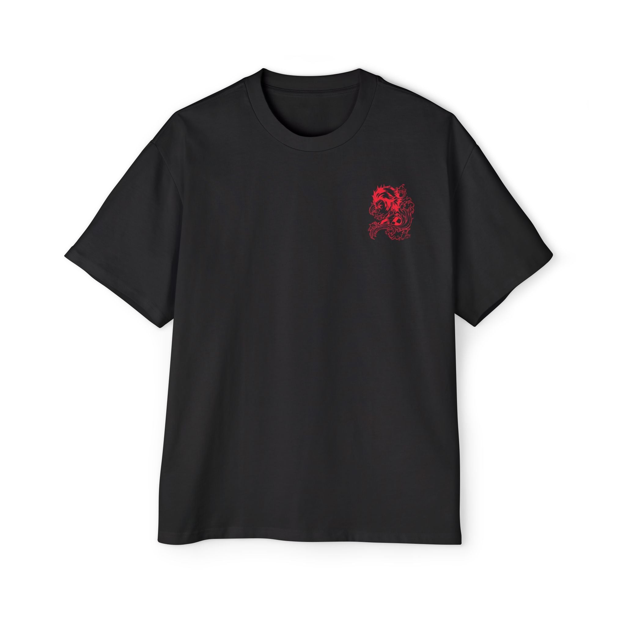 “Flames of Vengeance” Men's Oversized  Graphic Tee with Bold Samurai Design, Anime Inspired Fashion