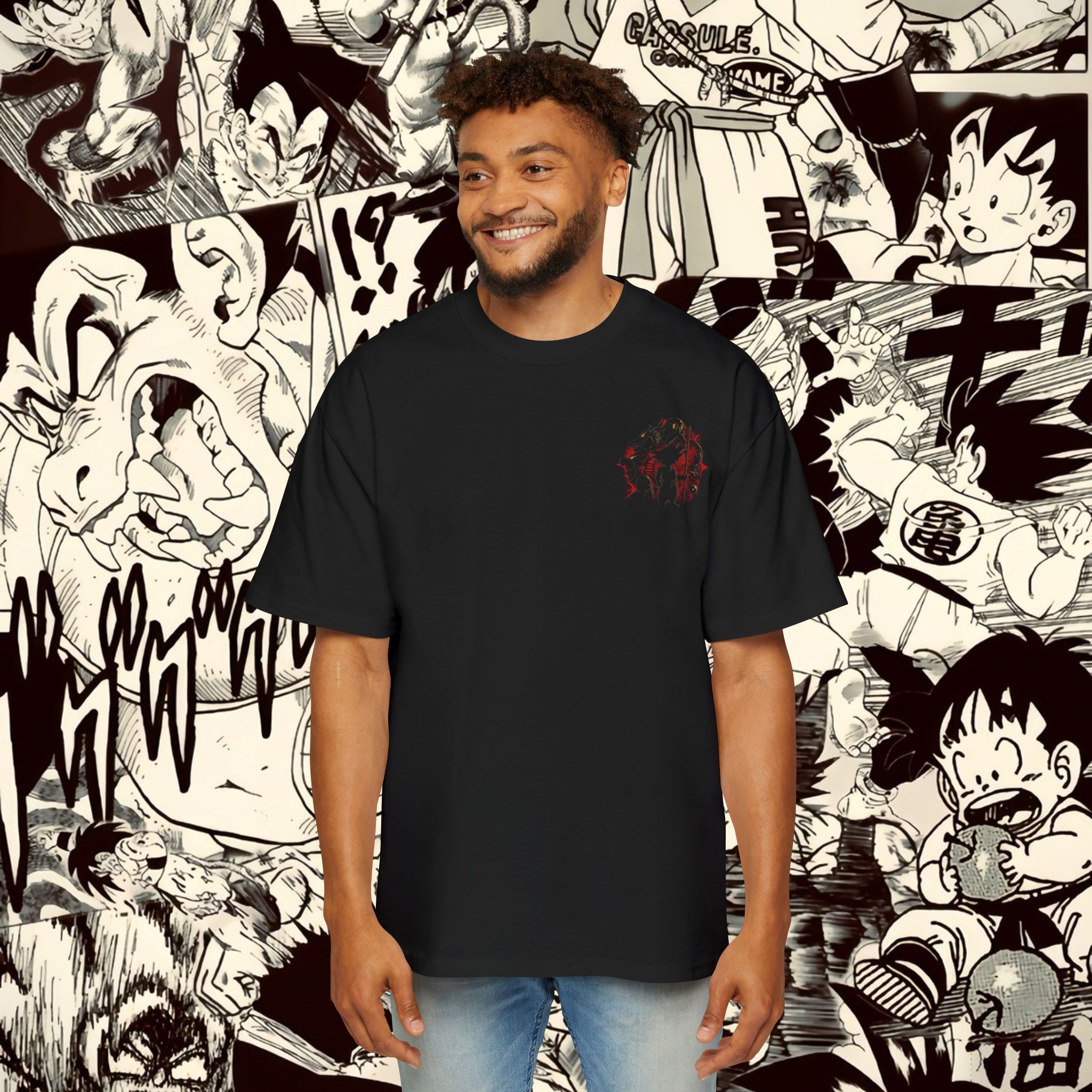 Divine Goku Inspired Oversized Tee - Comic Style Graphic Tee