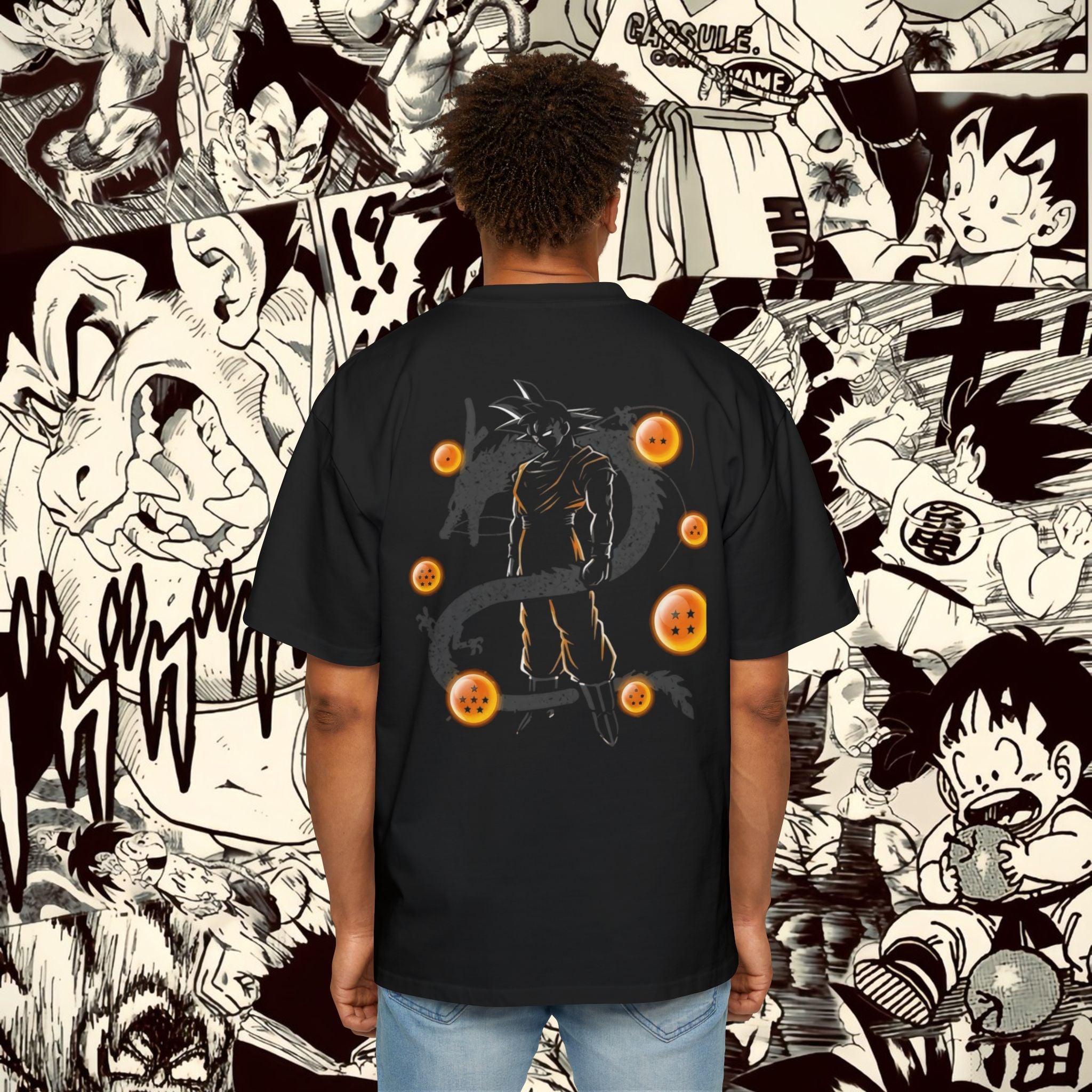 Divine Goku Inspired Oversized Tee - Comic Style Graphic Tee